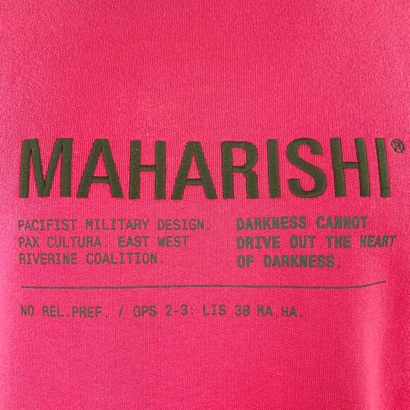 MAHARISHI Size M Pink Green Embroidery Organic Cotton Crew Neck Sweatshirt - Picture 2 of 9